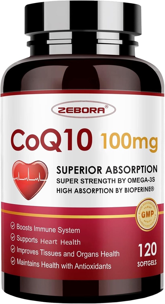 PQQ, BioPerine & Omega-3를 가진 CoQ10-100mg-Softgels, 높은 흡수를 위한 Coenzyme Q10 보충교재, 강력한 산화 방지제, 지원 심장 & 에너지 생산
