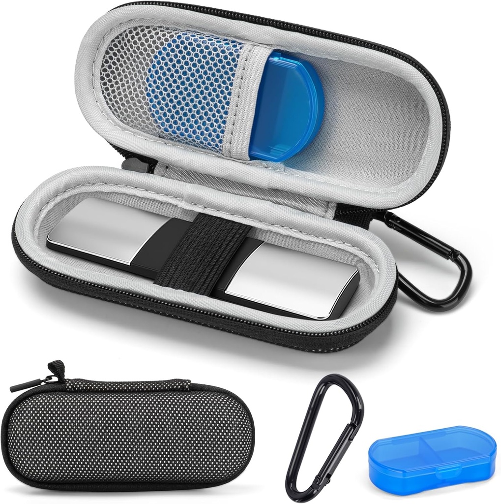 KardiaMobile 1L 6L 개인적인 EKG 감시자, AliveCor Kardia 심장 감시자 EKG/ECG를 위한 단단한 여행 나르는 케이스, Pill 상자 & Carabiner 클립을 가진 휴대용 심장 비율 감시자 부대 저장 조직자