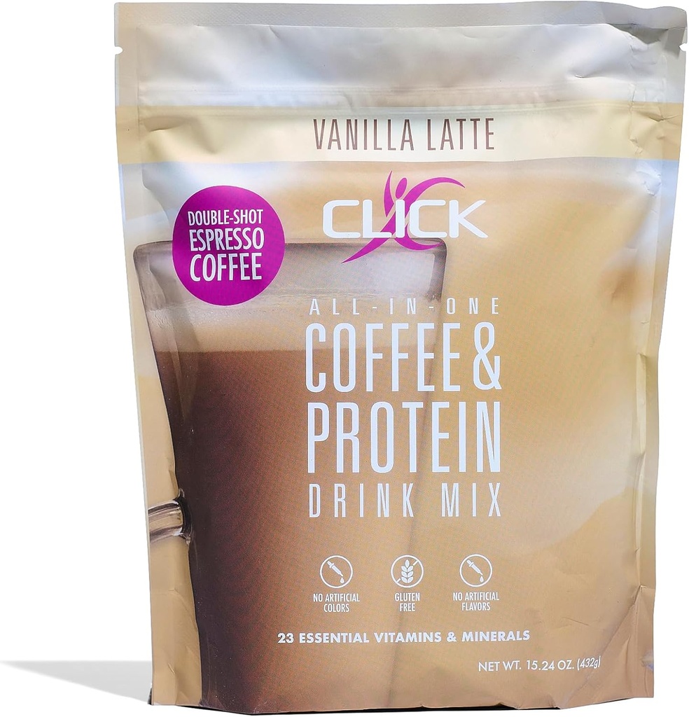 커피 단백질 분말을 클릭 | 더블 샷 에스프레소 | 16g Protein | 23 Essential Vitamin | 낮은 칼로리 식사 교체 | 150mg 카페인 | 글루텐 무료 | 인공 향료 또는 컬러 | 바닐라