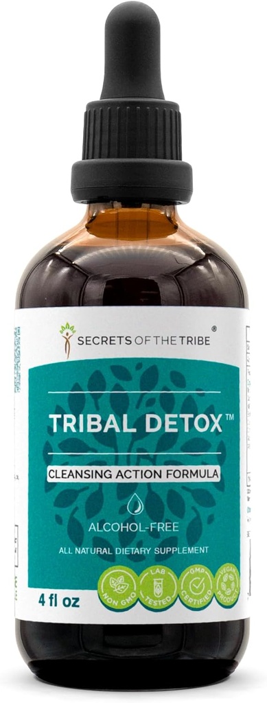 Tribal Detox 초본 추출물, 알콜 자유로운 글리세리이트 Tincture, 심황, Dandelion, 우유 이틀, Burdock, Cleavers, 크랜베리, Goldenrod, 녹차 정화 활동 공식 (4 FL OZ)