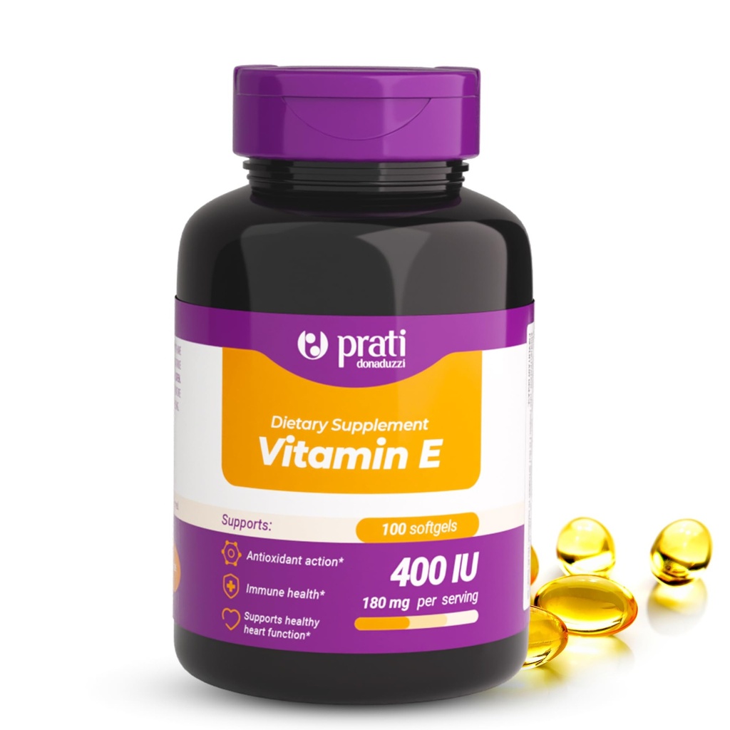 비타민 E 400 IU - 100 Softgels - 방어 시스템을 강화하고, 무료 방사선을 전투하고, 건강한 노화를 촉진 - 성인을위한