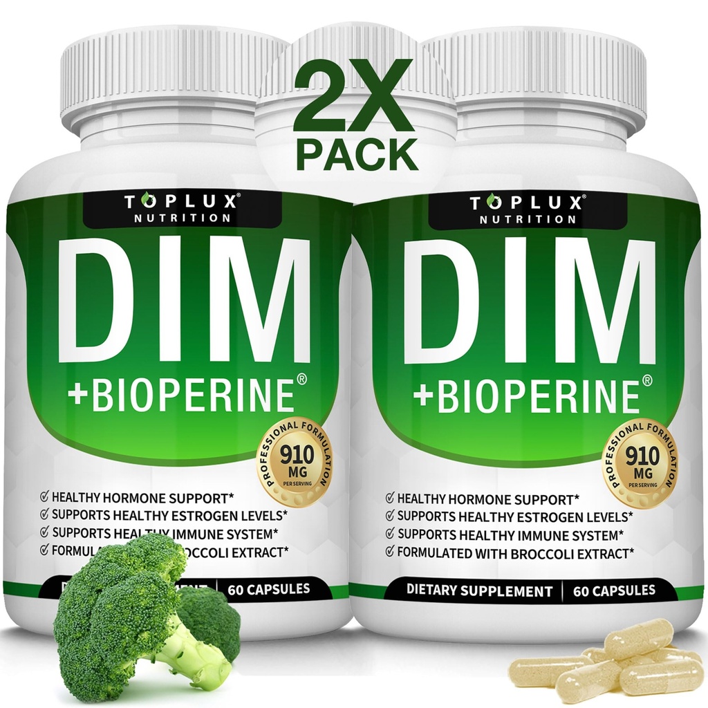 Dim 보충교재 910 mg 플러스 BioPerine Complex - Diindolylmethane 지원 호르몬 균형과 에스트로겐 대사에, Menopause 여드름 PCOS 더 나은 피부 보디 빌딩을 가진 도움, 남자 여자를 위한, 60의 캡슐