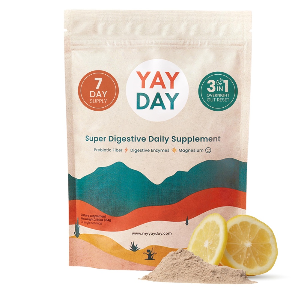 Digestive Enzymes & Magnesium Glycinate, On-The-Go Travel 7 Pack의 야간 프리 바이오 틱 섬유 분말 | 여성 및 남성을위한 Gut Health Supplement - Bloating Relief Soluble 및 Insoluble Fiber