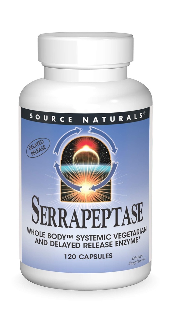 Source Naturals Serrapeptase - 지연 방출 효소 - 120 채식 캡슐