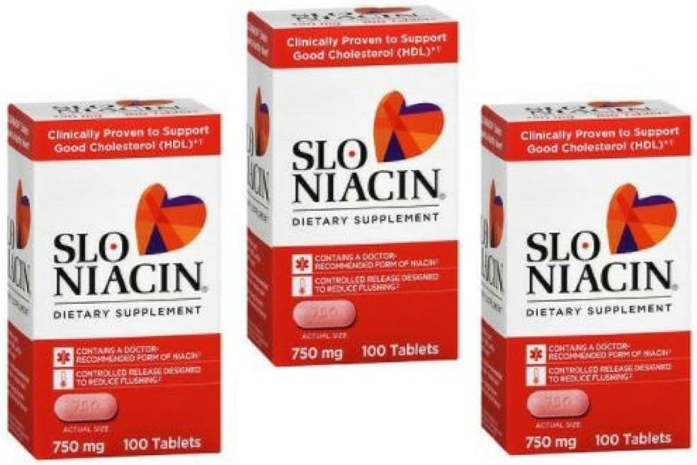 SLO-NIACIN 규정식 보충교재는 병 3 팩 당 높은 흡수 100 정제를 위한 니코틴산에서 750 mg Niacin 비타민 B를 가진 매일 한 번 일간신문합니다