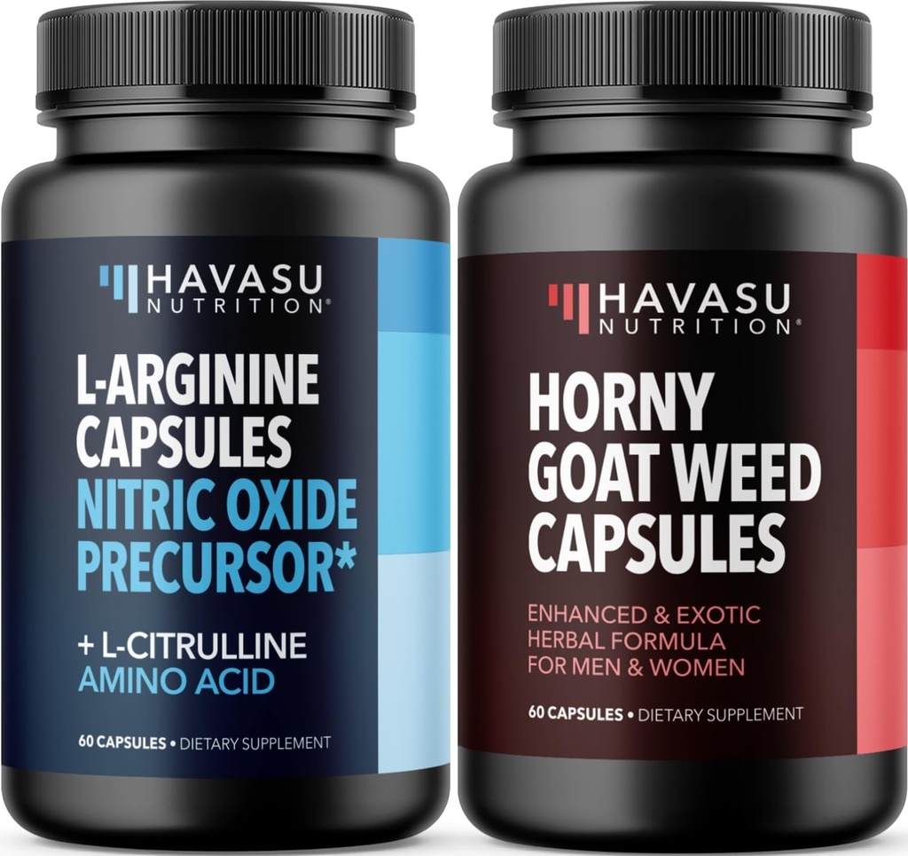 HAVASU NUTRITION Horny Goat Weed 캡슐 (30 인분) & L Arginine L Citrulline 보충 (30 인분)