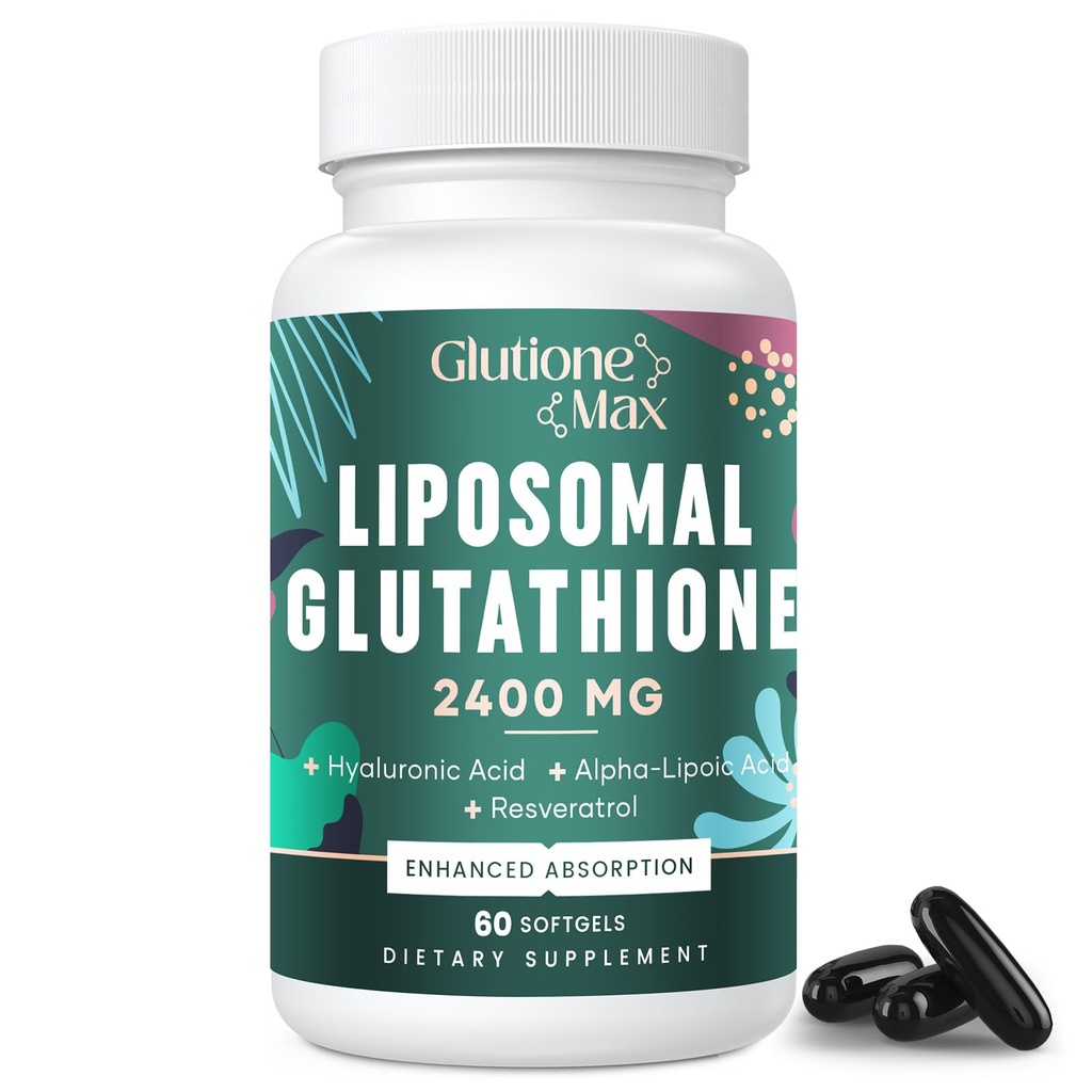 8-in-1 Liposomal 글루타티온 2400 MG의 높은 흡수 산화 방지제 공식 – Hyaluronic 산과 더불어, 알파 Lipoic 산, Resveratrol - 피부, 간결 Detox & 면역 체계, 60 Softgels