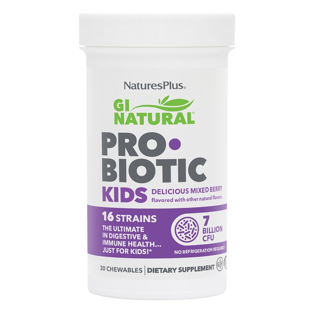 Nature Plus GI Natural Probiotic Kids, 혼합 Berry - 30 Chewables - Digestive & Immune Health Just for Kids - 글루텐 무료 - 30 서빙