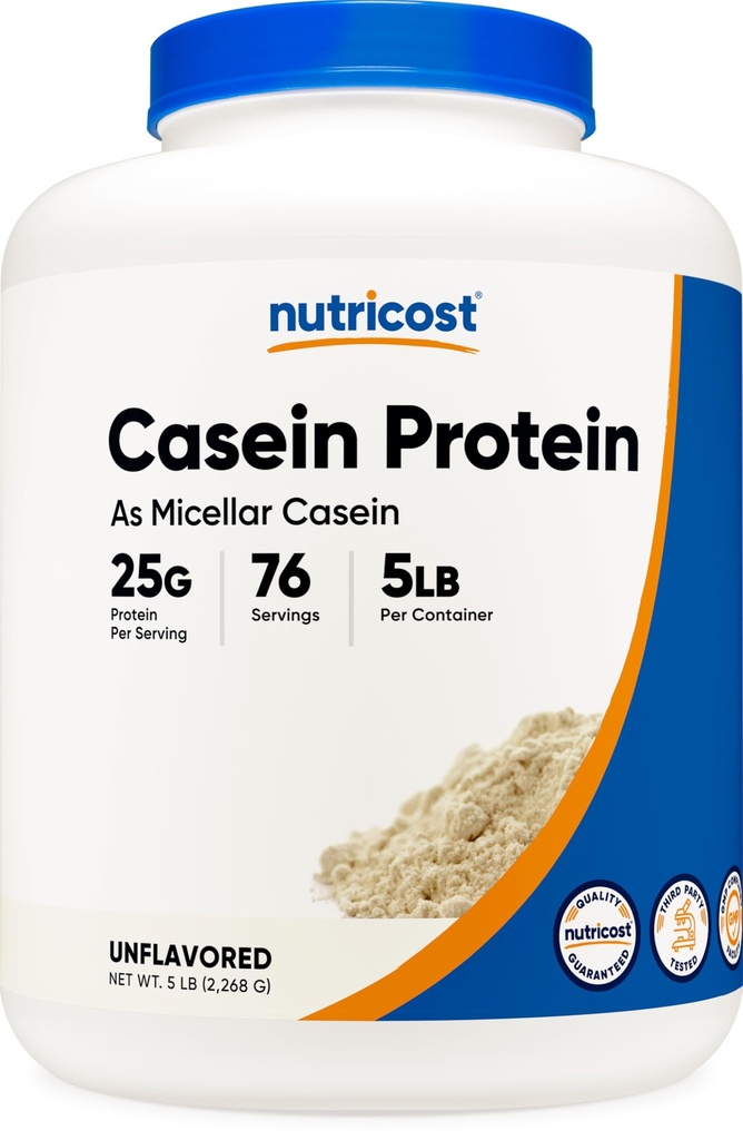Nutricost Casein Protein Powder 5lb - Micellar Casein, Non-GMO, 글루텐 프리 (Unflavored)