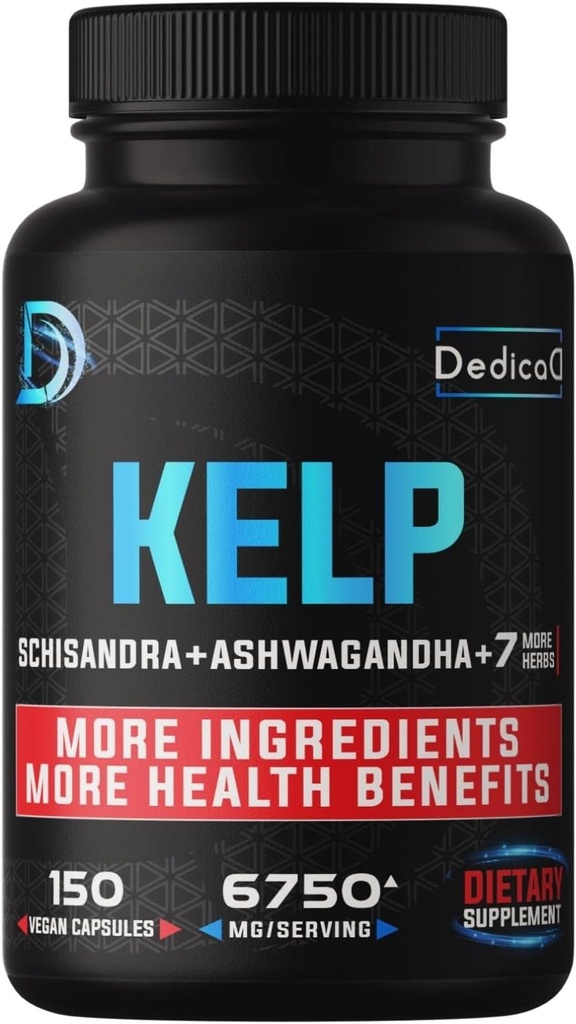 Sea Kelp 보충 6750mg 동등한 - 5 달 10 초본 복잡한 Schisandra, Ashwagandha, Turmeric, Ginseng, Rhodiola & 더 많은 것 - 지원 몸, 피부, 심장 & 면역 체계 - 150 조사