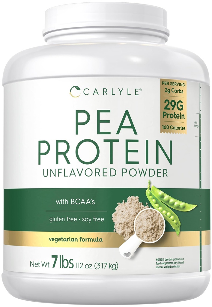 Carlyle Pea Protein Powder 7lb | 맛있지 않은 | 29G Protein | 남성과 여성용| 채식주의자, 비 GMO, 글루텐, 소이 프리