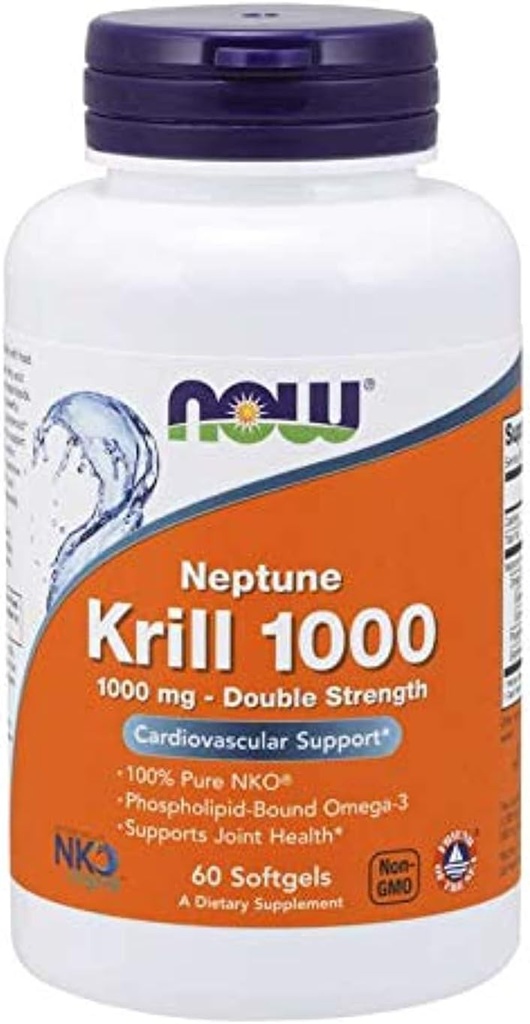 지금 음식 Neptune 크릴 1000 물고기 기름 1000 밀리그램, 60 Softgels (2 팩)