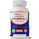 비공식 비타민 B12 1000 mcg 빠른 용해 - 365 정제 - 천연 베리 맛 - 에너지 대사 및 신경 시스템 건강 지원