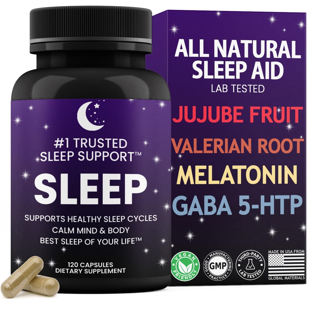 성인을 위한 자연적인 잠 원조 │당신의 생활의 제일 잠 │Valerian 뿌리 │GABA │5-HTP │Melatonin │120 캡슐 │Lab Tested