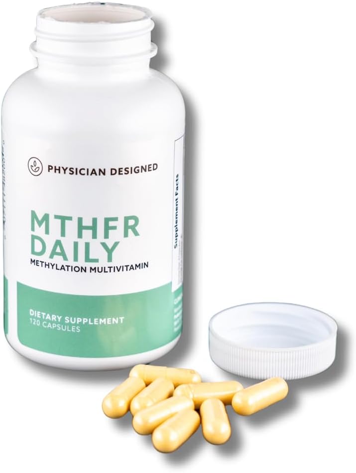 Physician Designed MTHFR Daily Multivitamin | 남성용 메틸화 멀티비타민 | 에너지, 무드, 하트 | 비타민 B 복합 | 120 캡슐