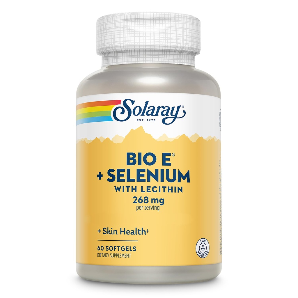 Selenium 100 mcg와 Lecithin를 가진 생물 비타민 E 400 IU (268 mg) - 갑상선 지원, 산화 방지제 및 면역성이 있는 지원 보충교재, 높은 흡수, 실험실 확인된, 60 일 보증, 30의 서빙, 60의 Softgels