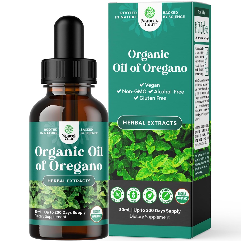 유기 Oregano 기름 하락 - 소화 & 면역 지원을 위한 Carvacrol 60%를 가진 Oregano의 최고 집중된 액체 기름 - 면역력 & 건강한 Intestines를 위한 액체 초본 추출물 Teincture - 30 mL