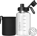 유리 셰이커 병, 22oz BPA 자유로운 무취 셰이커 병 304 스테인리스 공과 적당 단백질 혼합 (1Pack)를 위한 이동할 수 있는 청소 솔을 가진 병