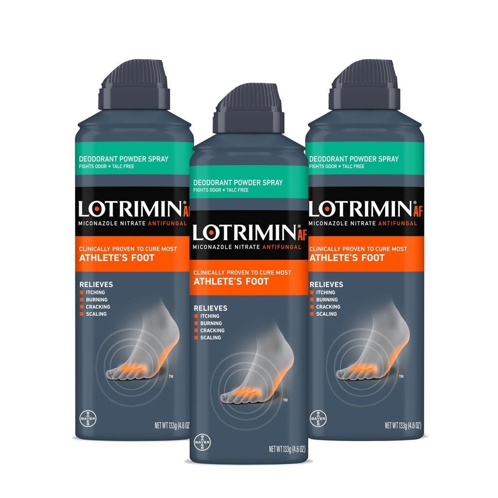 Miconazole 질산염 2%, 4.6 oz (포장의 3)를 가진 Lotrimin Medicated 탈취제 분말 살포