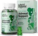 Wild & Organic Adrenal Support Gummies - Ashwagandha Root & Rhodiola Rosea가있는 여성 및 남성을위한 순수한 Adrenal 지원 보조제 - 60 Pectin 기반 Chews