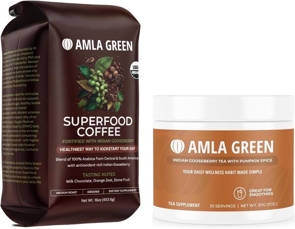 호박 향, 20x Ultra Concentrated Amla를 가진 Amla 녹색 유기 지상 Superfood 커피와 Amla 분말 Superfood 보충교재