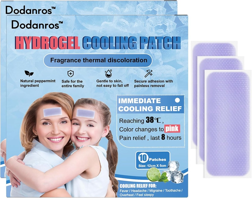 아이 & 성인을 위한 20 장 hydrogel Fever 헝겊 조각 Discomfort & 고통 구호, 냉각 구호 Fever 흡진기 (12 * 5cm