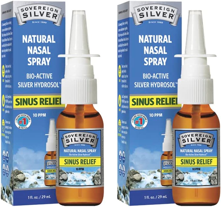 Immune 지원을위한 Sovereign 실버 바이오 활성 콜로이드 실버 하이드로 솔 - 10ppm - 1oz - Nasal 스프레이 - 2 팩