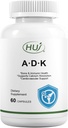 HUJ ADK 보충교재, 60의 캡슐, 칼슘, 비타민 A, D3, K2 (MK-7)