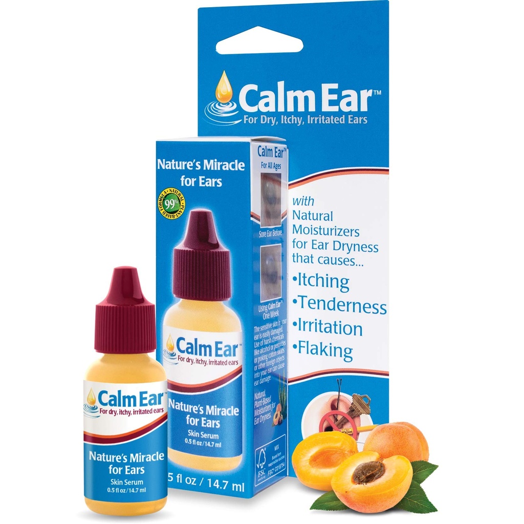 Miracell Calm Ear Drops 14.7 ml - Itchy, Irritated & Dry Ears에 대한 자연적인 구호 - 귀를 윤활 & 보청기