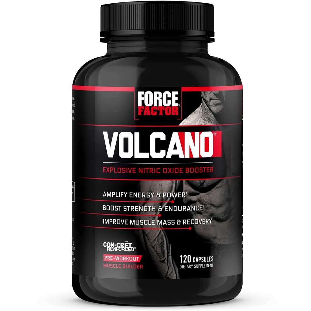 Force Factor Volcano Pre Workout Nitric 산화물 부스터는 Creatine와 L-Citrulline을 가진 남자를 위한 보충교재를 밀어주고 에너지는, 근육, 더 나은 펌프 및 운동, 120의 캡슐을 건설하는 것을 돕습니다