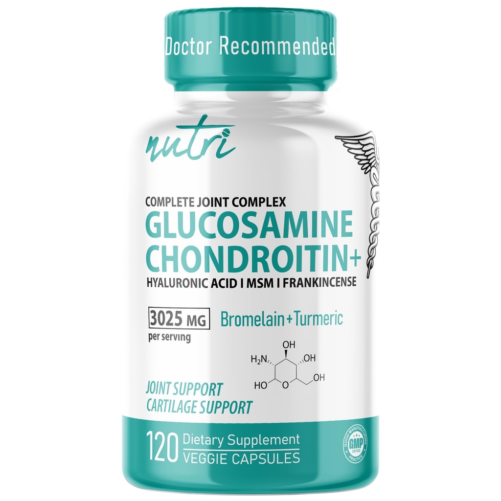 Nature's Fusions Glucosamine Chondroitin MSM Turmeric Boswellia - 합동 지원 보충교재 - 120의 캡슐 - Hyaluronic 산과 더불어 Chondroitin 황산염 캡슐 - 건강한 뼈를 지원합니다