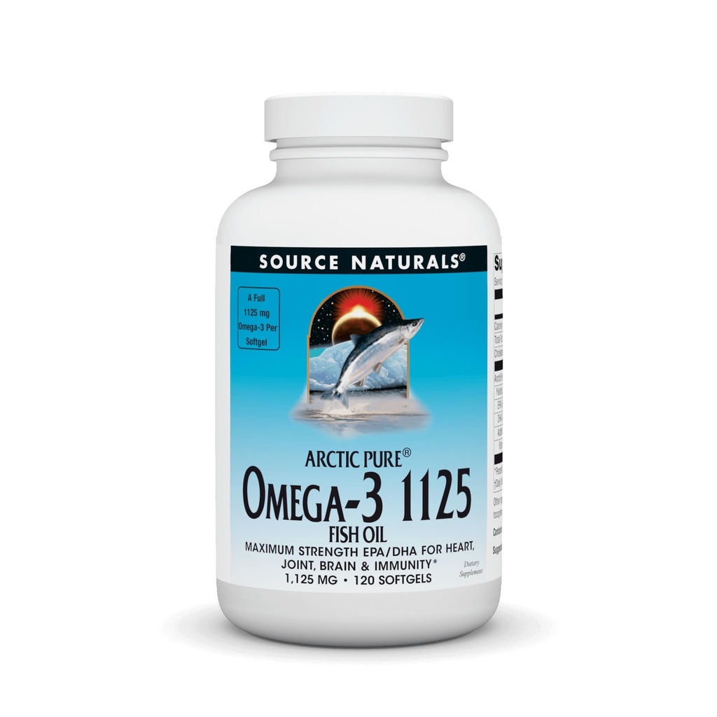 근원 자연적인 ArcticPure Omega-3 물고기 기름 1125mg 매우 힘 심장, 합동, 뇌 & 면역성 건강을 위한 EPA + DHA - 120 Softgels