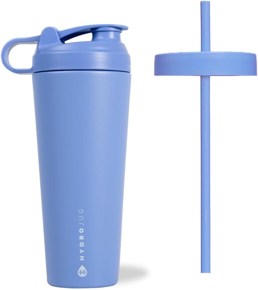 HydroJug 스테인레스 스틸 셰이커 컵 24oz - 단백질 쉐이크, 사전 운동 음료, 아이스 커피 - 쉽게 혼합, 진공 절연, 컵 홀더 호환, BPA 무료 - 시간 동안 온도 유지