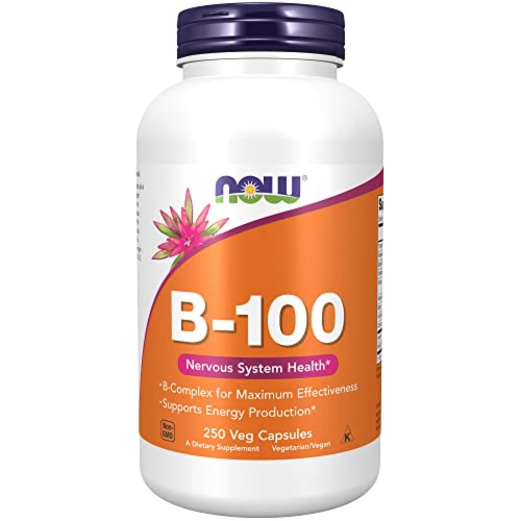이제 보충제, 비타민 B-100, 에너지 생산 *, 신경 시스템 건강 *, 250 Veg 캡슐