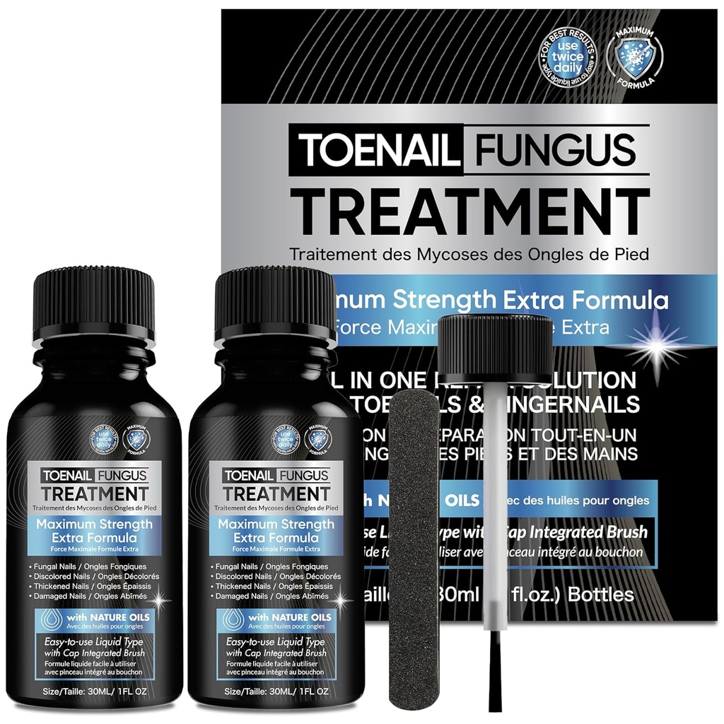 Toenail Fungus 처리 여분 힘 2pcs x 30ml의 Fungus 못 처리, Toenail를 위한 못 Fungus 처리, Toe 못 Fungus 처리 손상된과 변색 못을 위한 여분 힘.