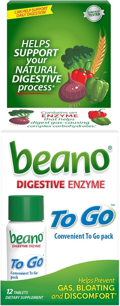 가스 예방, 식품 효소 다이어트 보충을 이동하기 위해 beano, Digest Gas-Causing Foods, 12 정제