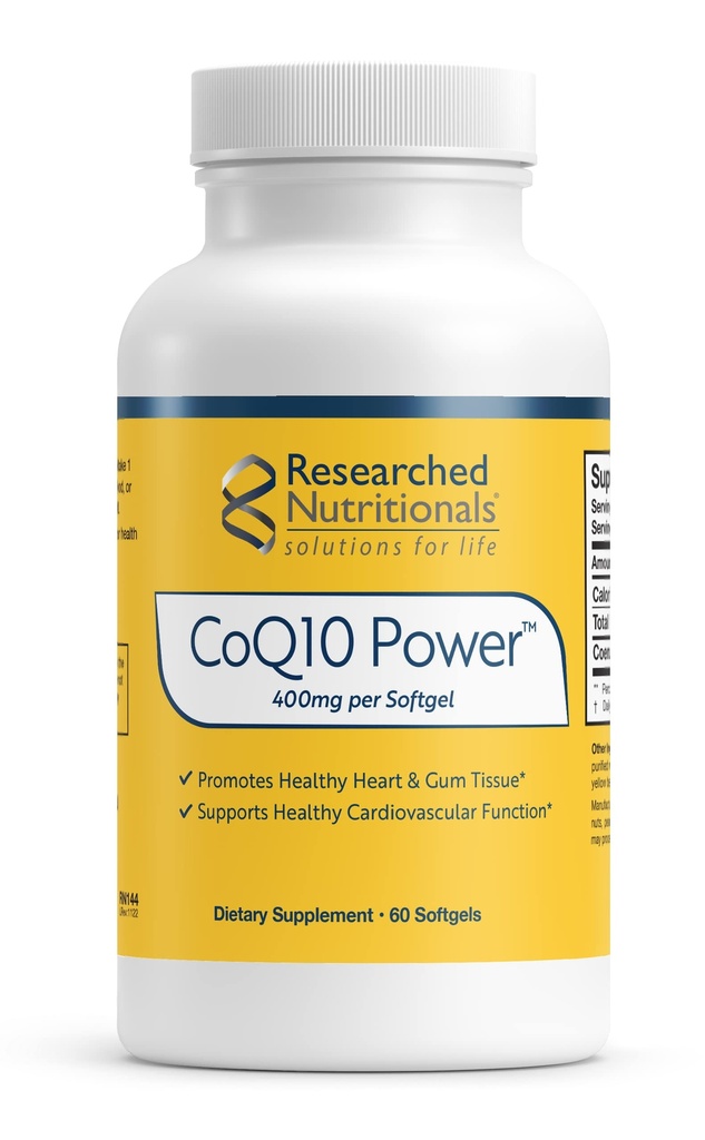 심장 건강에 대한 연구 영양 CoQ10 400mg Softgels - Therapeutic-Strength Coenzyme Q10 보충 - 지원 자연 에너지 & 면역 기능, 승진 건강한 Gum 조직 (60 Softgels)