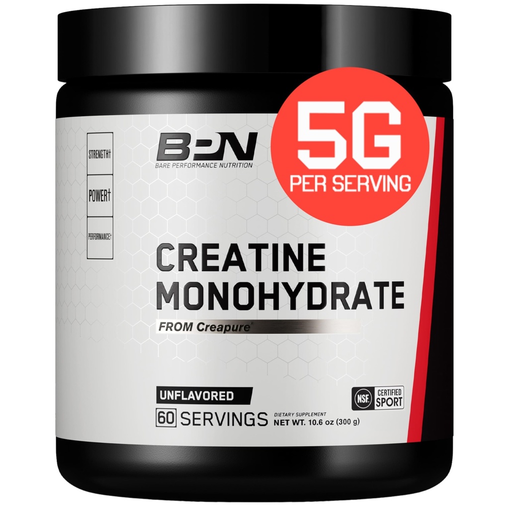 배럴 성능 NUTRITION, BPN 순수한 크레아틴 Monohydrate 분말 Creapure, 서빙 당 크레아틴의 5g, 지원 근육 성장, Unflavored 크레아틴 분말, 60 서빙
