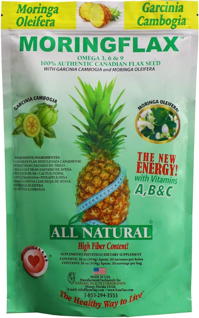 Bag Formula 100 Garcinia Cambogia 및 Moringa Oleifera Bag, Tan, 16 Ounce가있는 자연 캐나다 Flax Seed