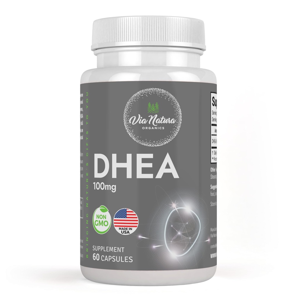 DHEA 100mg | 비 GMO | 글루텐 프리 보충 | 60 캡슐