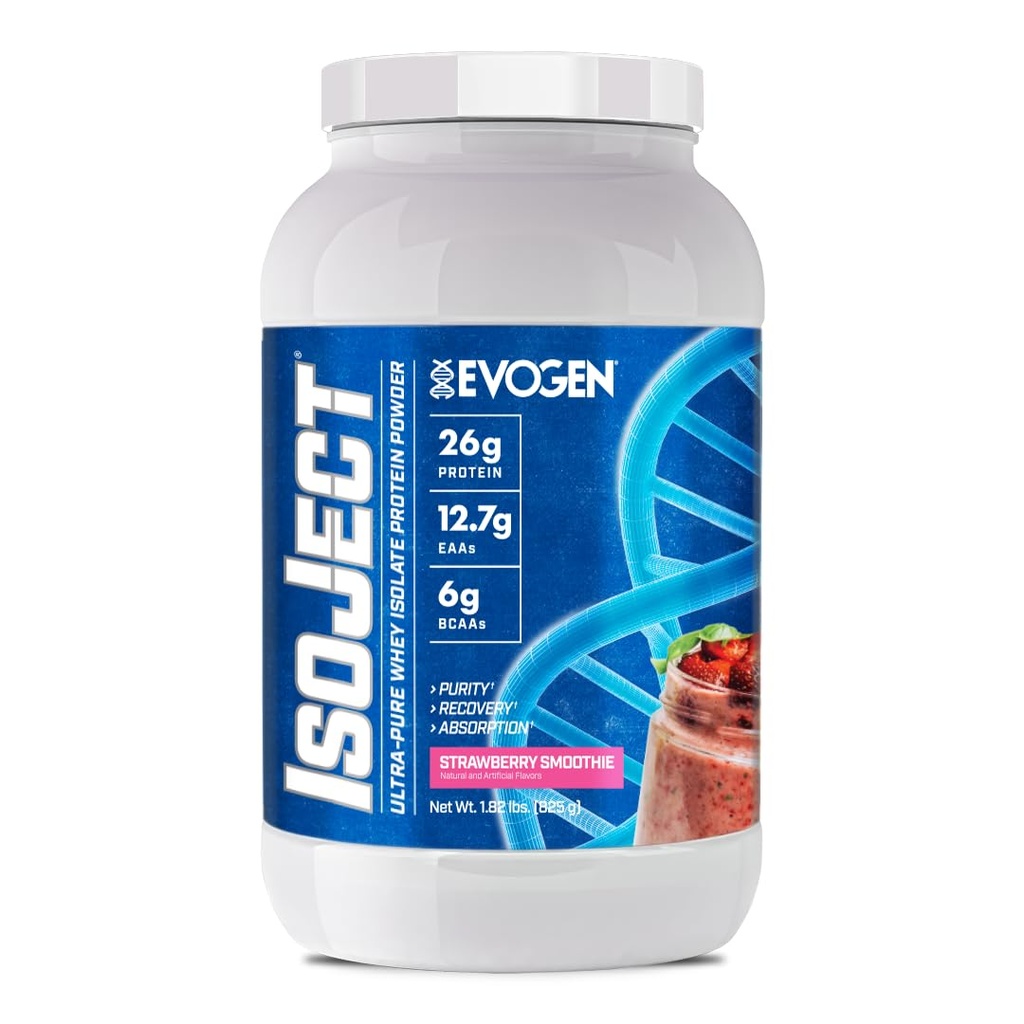 Evogen Isoject - Whey Protein Isolate | Ignitor Enzymes, BCAA 및 EAA와 매우 순수한 Whey Protein Powder | 향상된 흡수 및 복구 | 딸기 스무디 | 25 인분