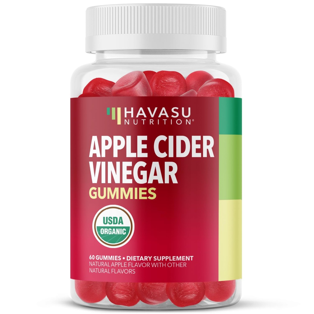 Apple Cider Vinegar Gummies - 소화 건강, Metabolism 및 Gut 지원을위한 유기 ACV 비타민 - 60 카운트 - Vegan, Non-GMO, Gluten-Free - 맛있는 맛 & Harsh 맛 - 1 개월 공급