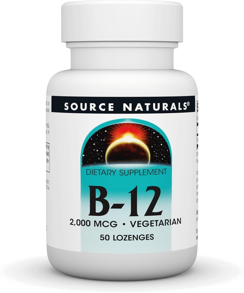 Source Naturals 비타민 B-12, 2000 mcg 에너지 생산 지원 - 50 Lozenges