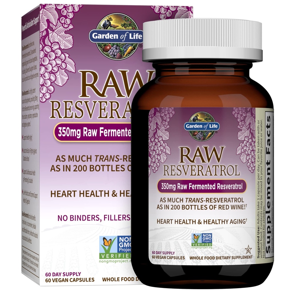 Probiotics & Digestive Enzymes를 가진 생활 익지않는 Resveratrol 보충교재의 정원 – 심장 건강 & 건강한 시효, 비 GMO, Vegan, 60 Vegan 캡슐을 위한 산화 방지제 지원