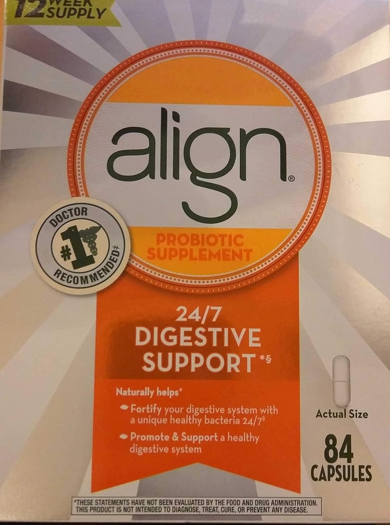 Align 매일 Probiotic 보충교재 캡슐, 백색, 84 조사