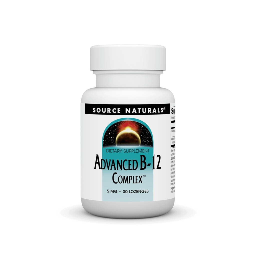 Source Naturals 제품 이미지 고급 B-12 Complex, Promotes Normal Folic Acid Metabolism*, 5 MG - 30 Lozenges