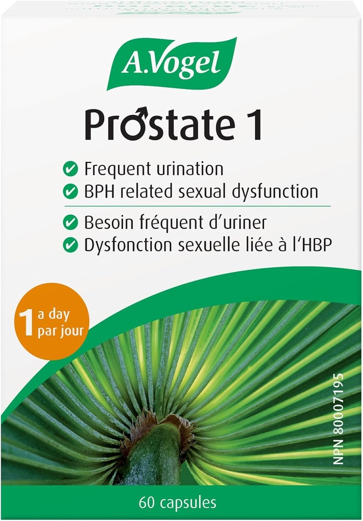 A. Vogel 전립선 1 - 유기 톱 Palmetto 전립선 지원 보충교재 - 85 퍼센트 지방산 - 임상적으로 입증된 효능 (60 캡슐)