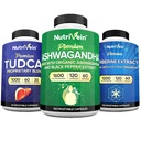 Nutrivein 프리미엄 TUDCA, Berberine 보충제 및 Ashwagandha 보충제 번들 : 고 흡수 Berberine Complex, Ashwagandha 뿌리 추출물, & Detox, Vitality & Well-Being을위한 TUDCA