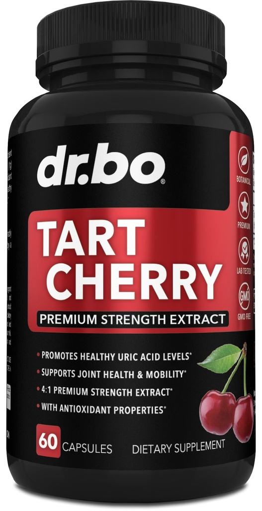 Tart Cherry Extract Capsules Supplement - Purge Uric Acid Flush Cleanse Antioxidant Pills for Rest Support - Tart Cherry Capsules Anthocyanin은 매우 순수한 체리 비타민 농축 알약을 보충합니다.