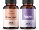 HERBAMAMA Spearmint 및 Vitex 키트 - 1000 mg Spearmint 잎 및 Vitex Chasteberry 캡슐의 번들 - Vegan, Non-GMO, Gelatin-Free - 2 팩